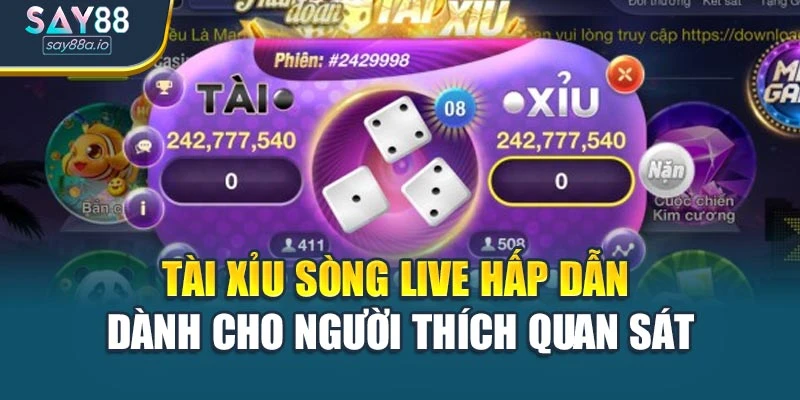 Tài xỉu sòng live hấp dẫn dành cho người thích quan sát